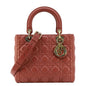 CHRISTIAN DIOR Lady Dior Medium Cannage Leather Shoulder Bag Red Rovelle Bags