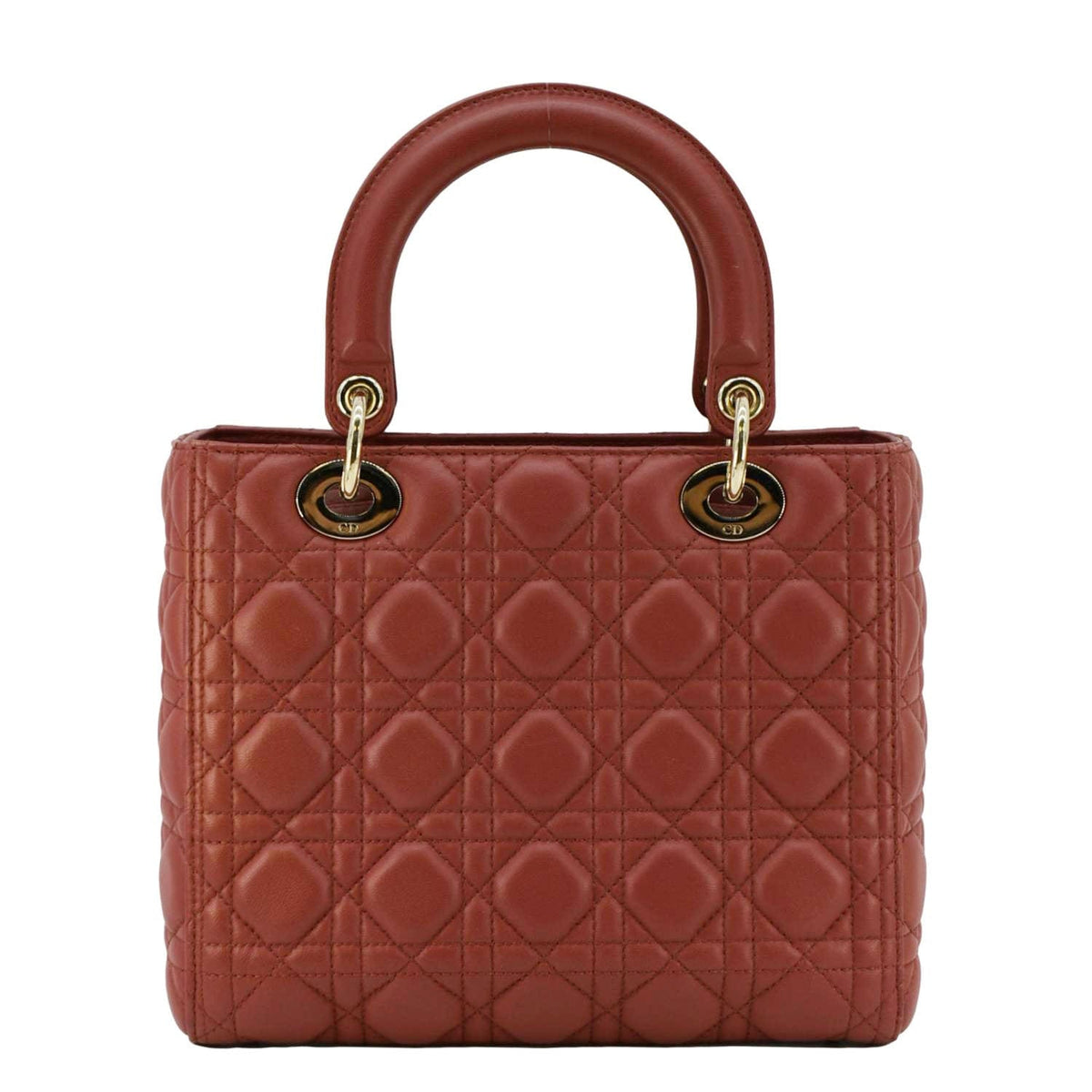 CHRISTIAN DIOR Lady Dior Medium Cannage Leather Shoulder Bag Red Rovelle Bags