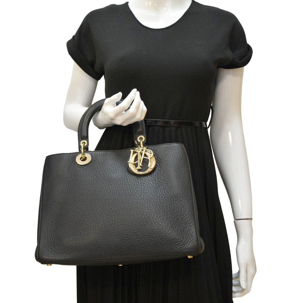 CHRISTIAN DIOR Diorissimo Leather Tote Shoulder Bag Black Rovelle Bags