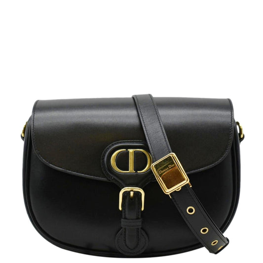 CHRISTIAN DIOR Bobby Medium Calfskin Leather Shoulder Bag Black Rovelle Bags