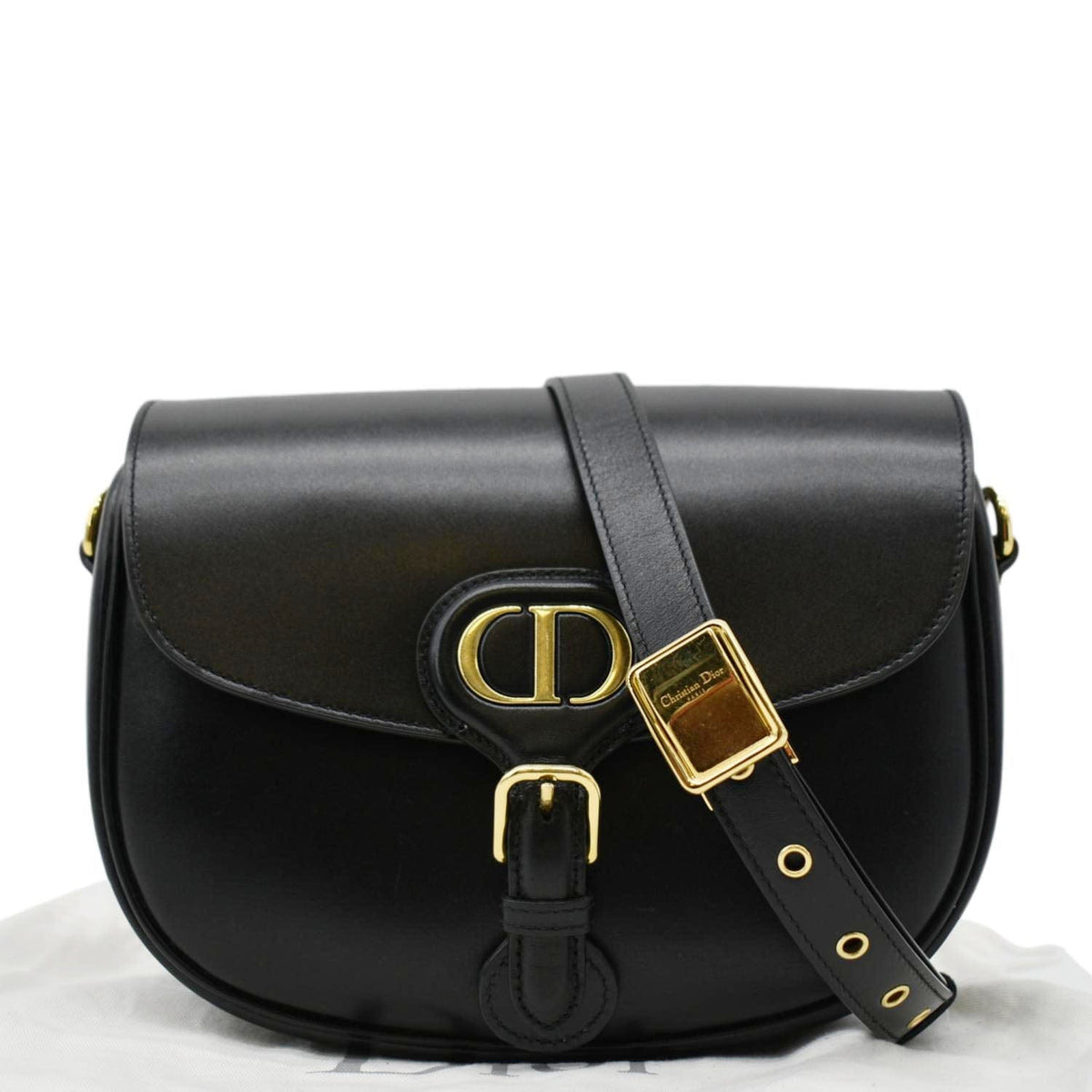 CHRISTIAN DIOR Bobby Medium Calfskin Leather Shoulder Bag Black Rovelle Bags