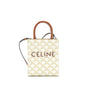 Celine Mini Vertical Tote Cabas In Triomphe Canvas/Calfskin White