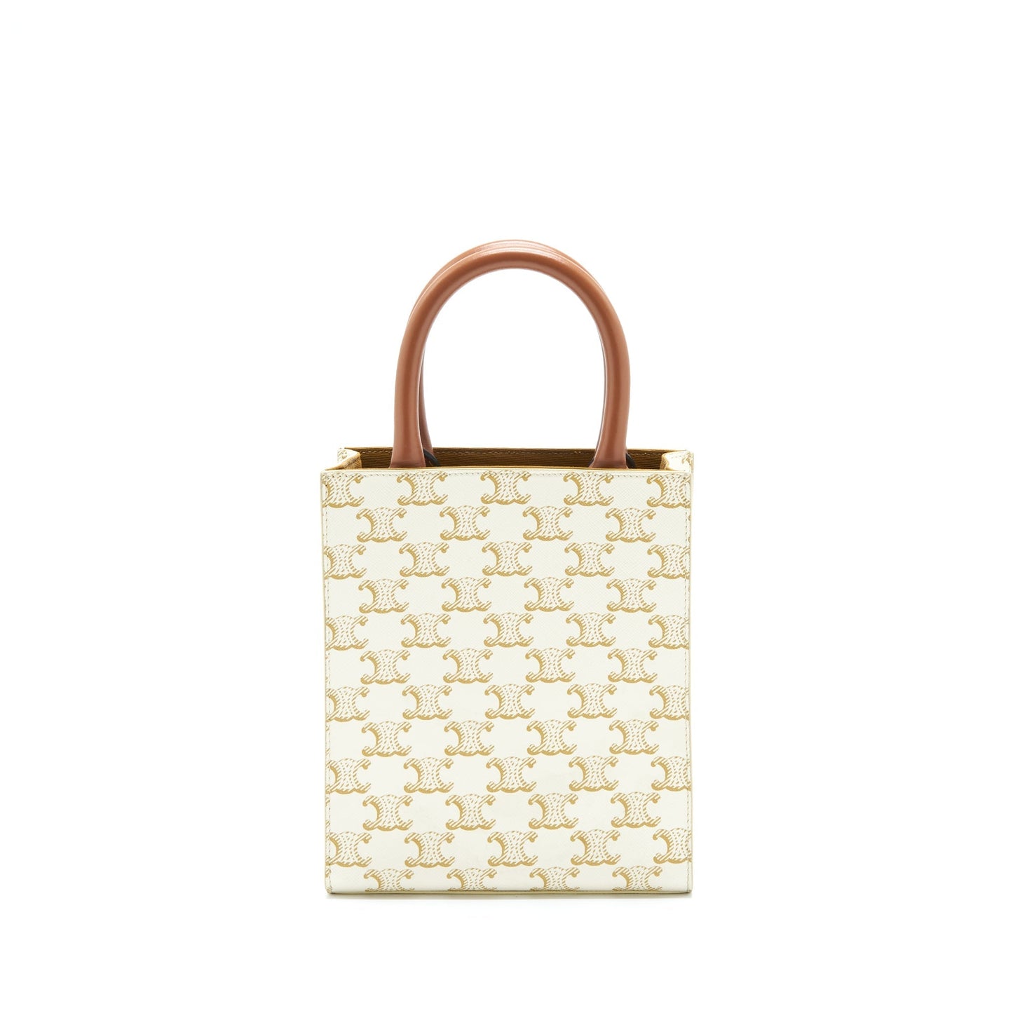 Celine Mini Vertical Tote Cabas In Triomphe Canvas/Calfskin White