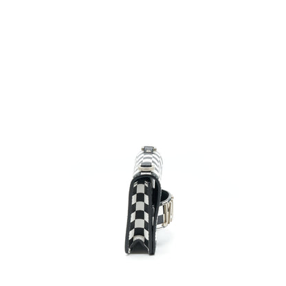 Dior Mini J’adior Flap Purse Black/ White With Wide Shoulder Strap Rovelle Bags