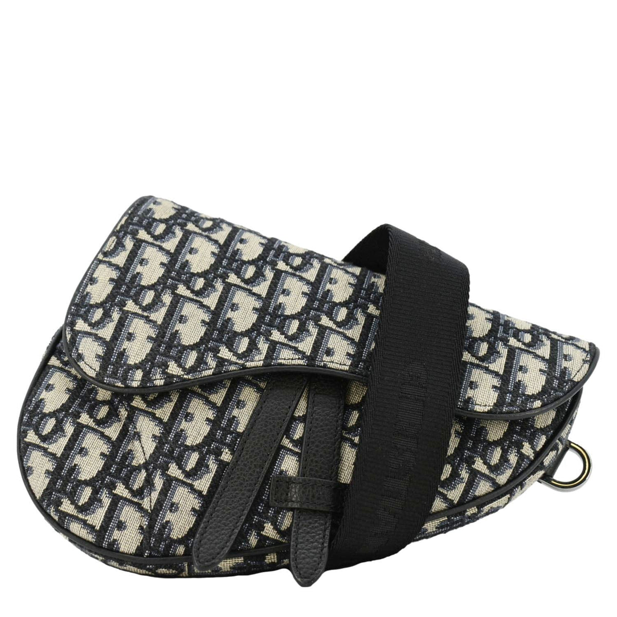 CHRISTIAN DIOR Saddle Oblique Jacquard Belt Crossbody Bag Navy Blue Rovelle Bags