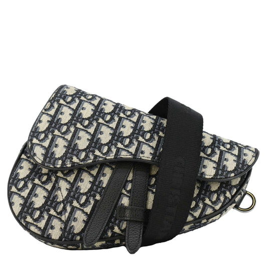 CHRISTIAN DIOR Saddle Oblique Jacquard Belt Crossbody Bag Navy Blue Rovelle Bags