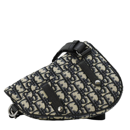 CHRISTIAN DIOR Saddle Oblique Jacquard Belt Crossbody Bag Navy Blue Rovelle Bags