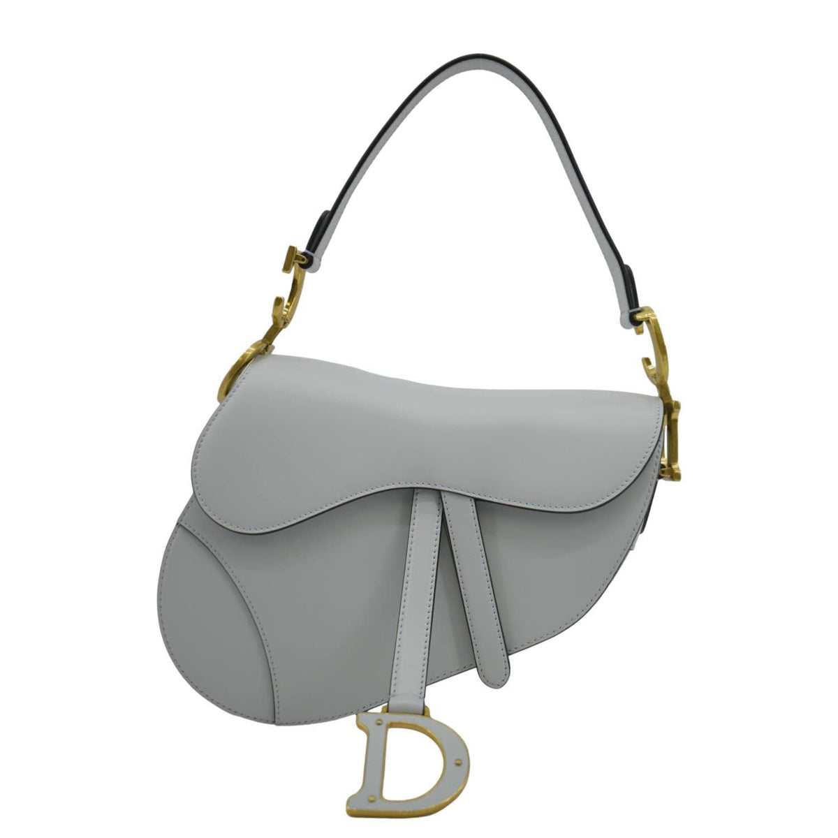 CHRISTIAN DIOR Saddle Smooth Calfskin Leather Satchel Bag Placid Blue Rovelle Bags