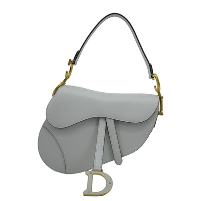 CHRISTIAN DIOR Saddle Smooth Calfskin Leather Satchel Bag Placid Blue Rovelle Bags