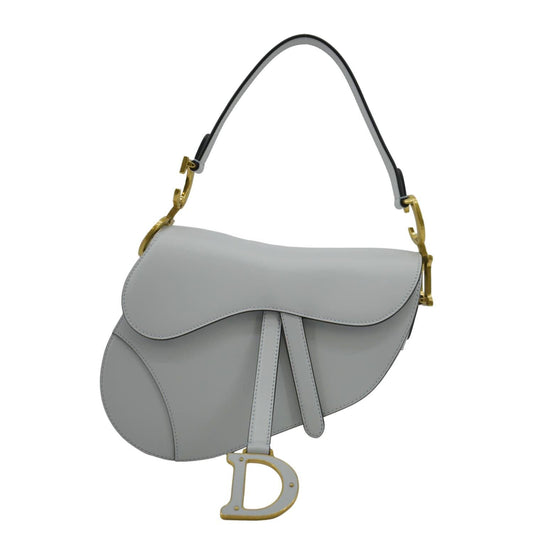 CHRISTIAN DIOR Saddle Smooth Calfskin Leather Satchel Bag Placid Blue Rovelle Bags