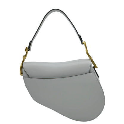 CHRISTIAN DIOR Saddle Smooth Calfskin Leather Satchel Bag Placid Blue Rovelle Bags