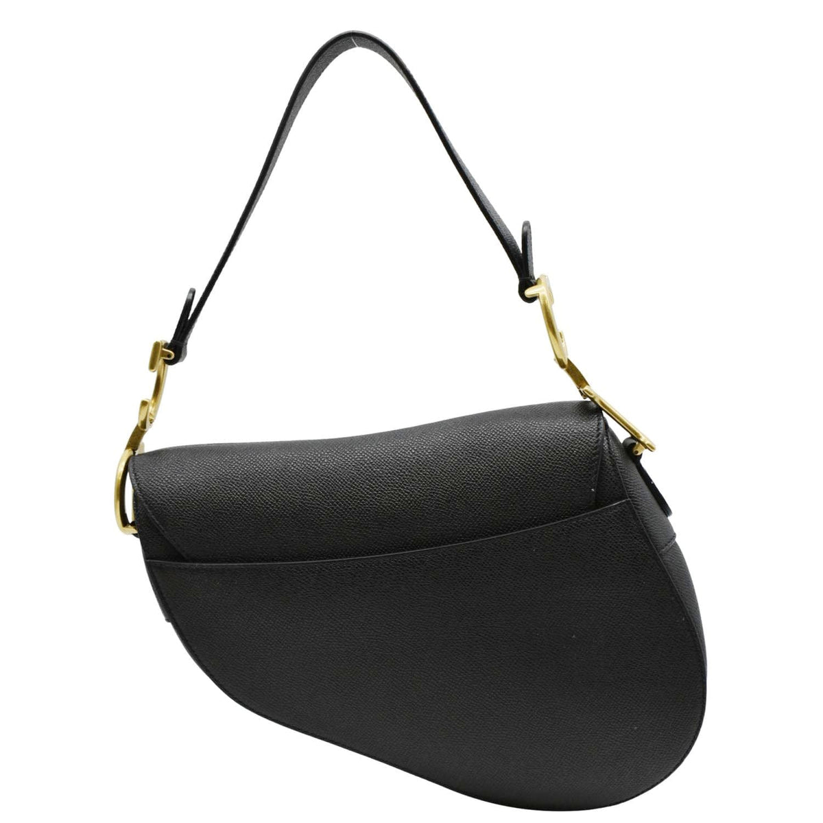 CHRISTIAN DIOR Saddle Grained Leather Satchel Shoulder Bag Black Rovelle Bags