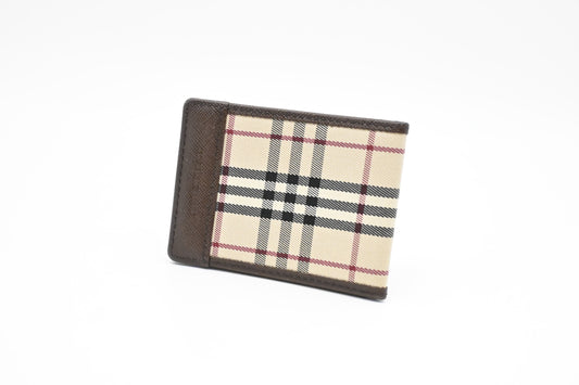 Burberry Card Case in Beige Check Canvas