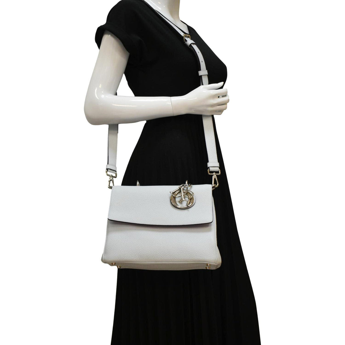 CHRISTIAN DIOR Be Dior Small Leather Flap Shoulder Bag Grey Rovelle Bags