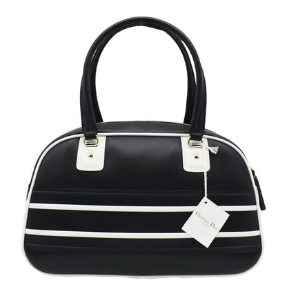 CHRISTIAN DIOR Vibe Zip Bowling Medium Leather Shoulder Bag Navy Blue Rovelle Bags