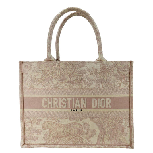 CHRISTIAN DIOR Book Embroidered Canvas Tote Bag Pink Rovelle Bags