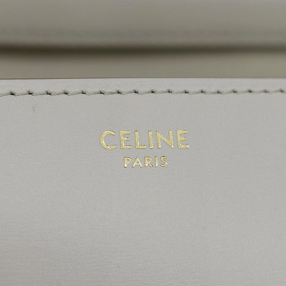 CELINE Classic Box Medium Leather Flap Shoulder Bag Greige
