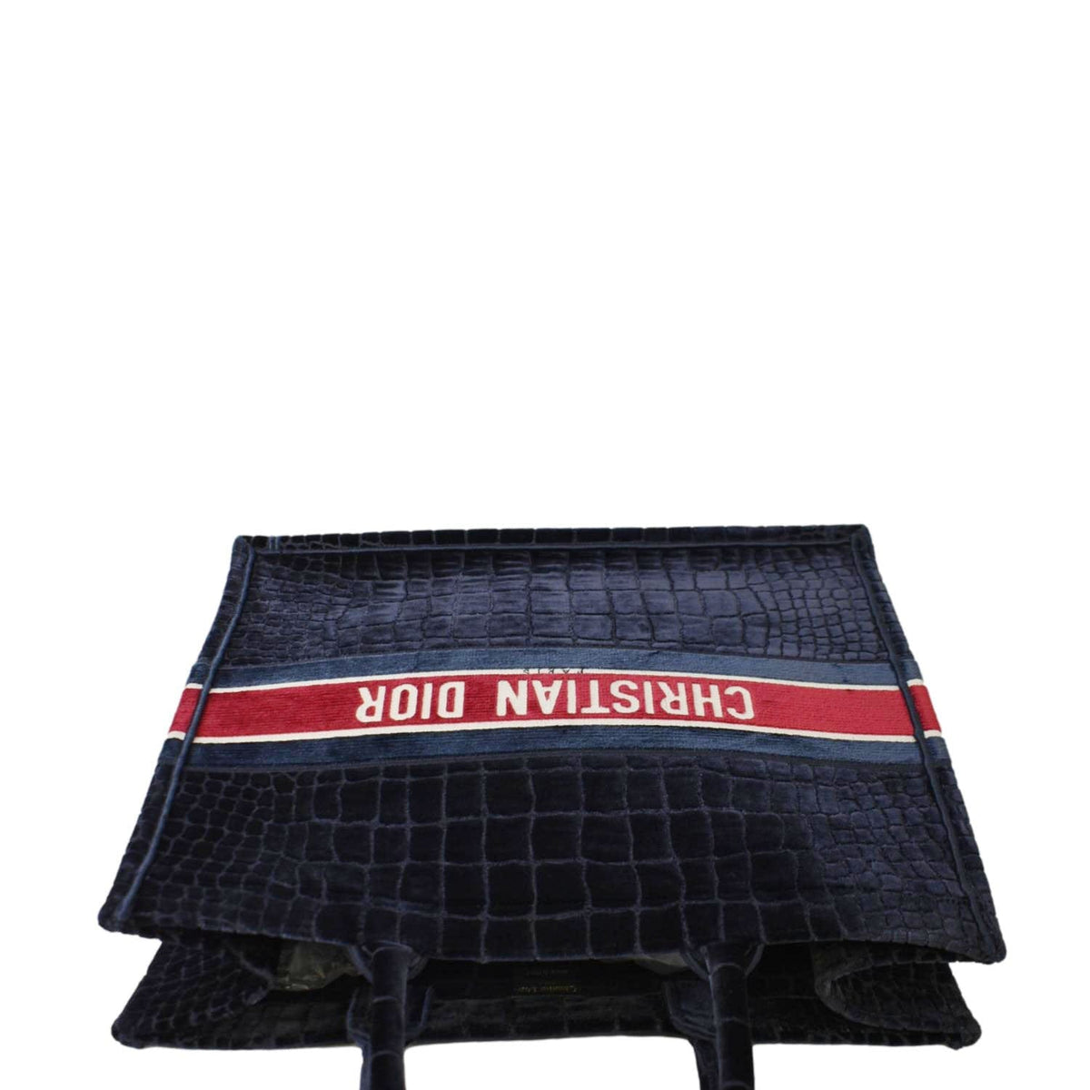 CHRISTIAN DIOR Large Book Embossed Velvet Tote Bag Navy Rovelle Bags