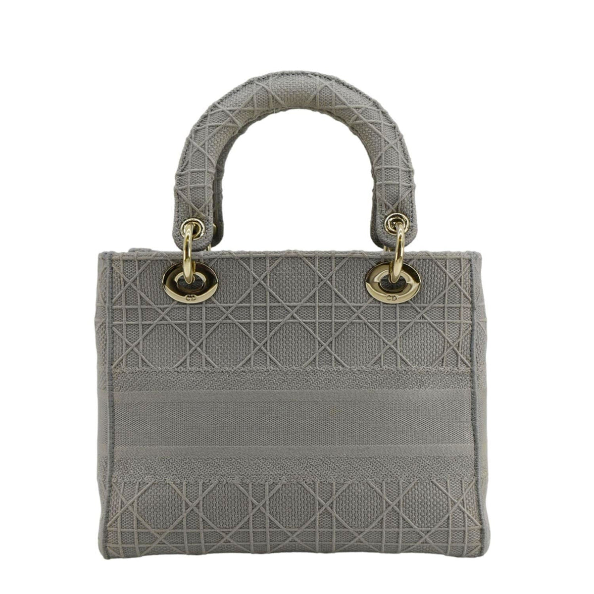 Christian Dior Lady Dior D-Lite Embroidered Cannage Canvas Shoulder Bag Gray Rovelle Bags