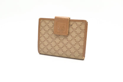 Celine Compact Wallet in Beige Macadam Canvas
