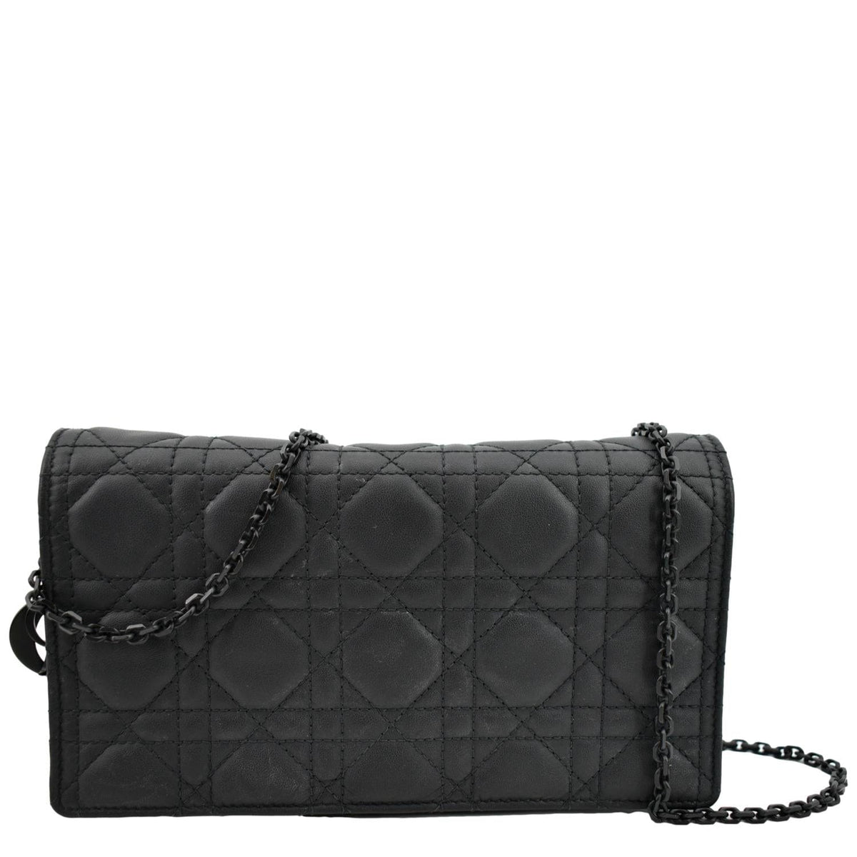 CHRISTIAN DIOR Lady Dior Cannage Leather Crossbody Chain wallet Black Rovelle Bags