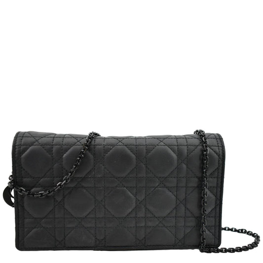CHRISTIAN DIOR Lady Dior Cannage Leather Crossbody Chain wallet Black Rovelle Bags
