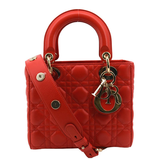 CHRISTIAN DIOR MY ABCDior Small Cannage Lambskin Leather Shoulder Bag Red Rovelle Bags