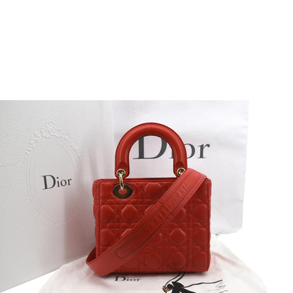 CHRISTIAN DIOR MY ABCDior Small Cannage Lambskin Leather Shoulder Bag Red Rovelle Bags