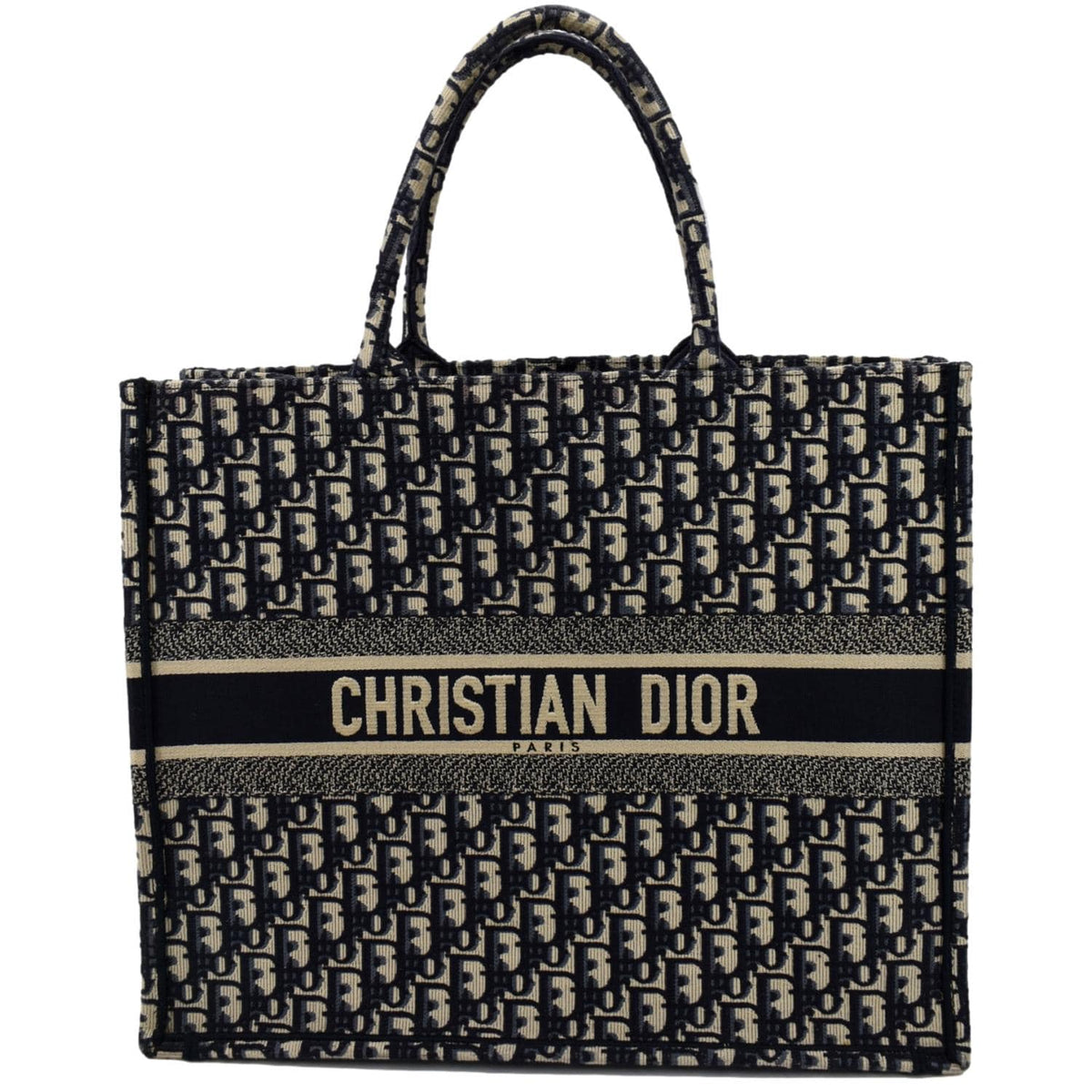 CHRISTIAN DIOR Large Book Oblique Embroidered Canvas Tote Bag Multicolor Rovelle Bags