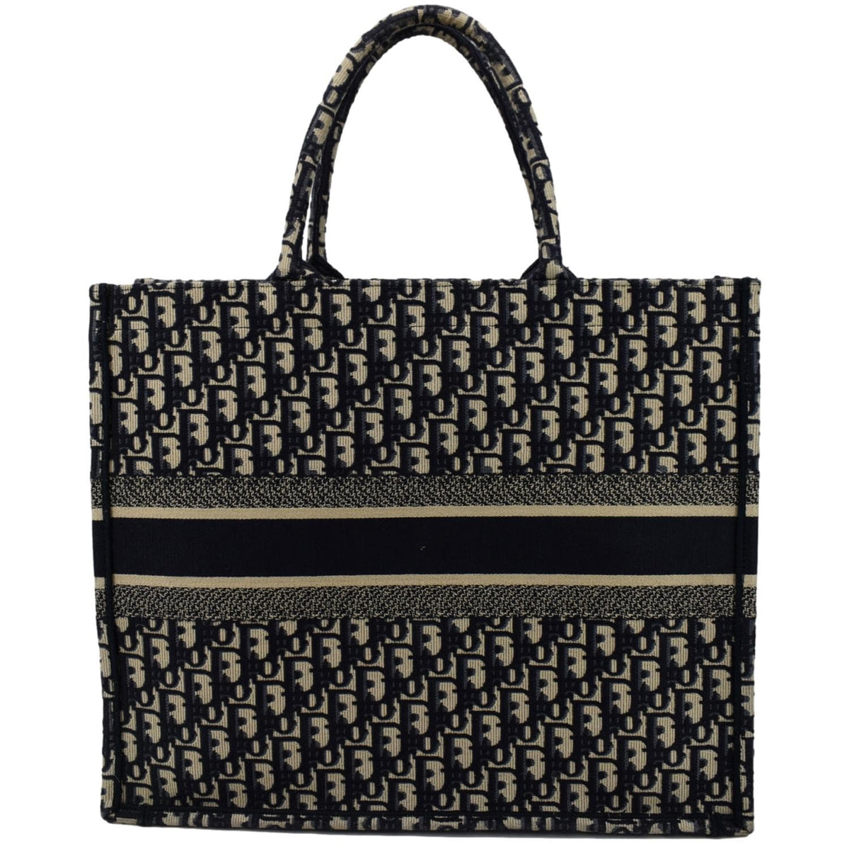 CHRISTIAN DIOR Large Book Oblique Embroidered Canvas Tote Bag Multicolor Rovelle Bags