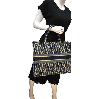 CHRISTIAN DIOR Large Book Oblique Embroidered Canvas Tote Bag Multicolor Rovelle Bags