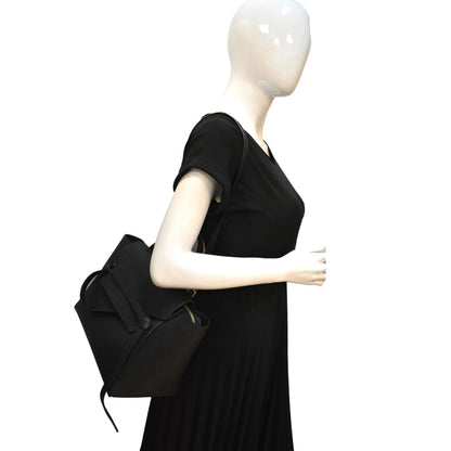CELINE Mini Belt Grained Calfskin Leather Shoulder Bag Black - Hot Deals