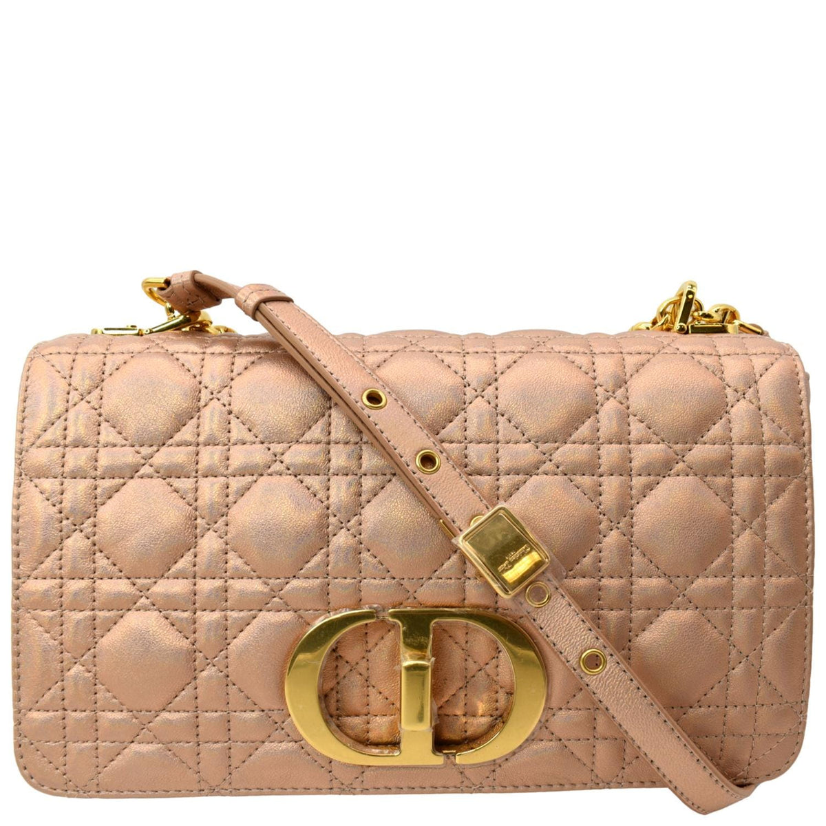 CHRISTIAN DIOR Medium Caro Iridescent Leather Shoulder Bag Metallic Pink Rovelle Bags