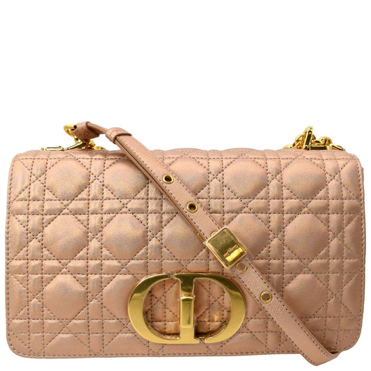 CHRISTIAN DIOR Medium Caro Iridescent Leather Shoulder Bag Metallic Pink Rovelle Bags