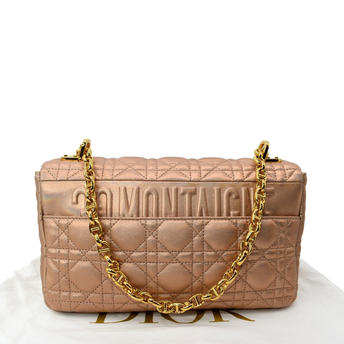 CHRISTIAN DIOR Medium Caro Iridescent Leather Shoulder Bag Metallic Pink Rovelle Bags