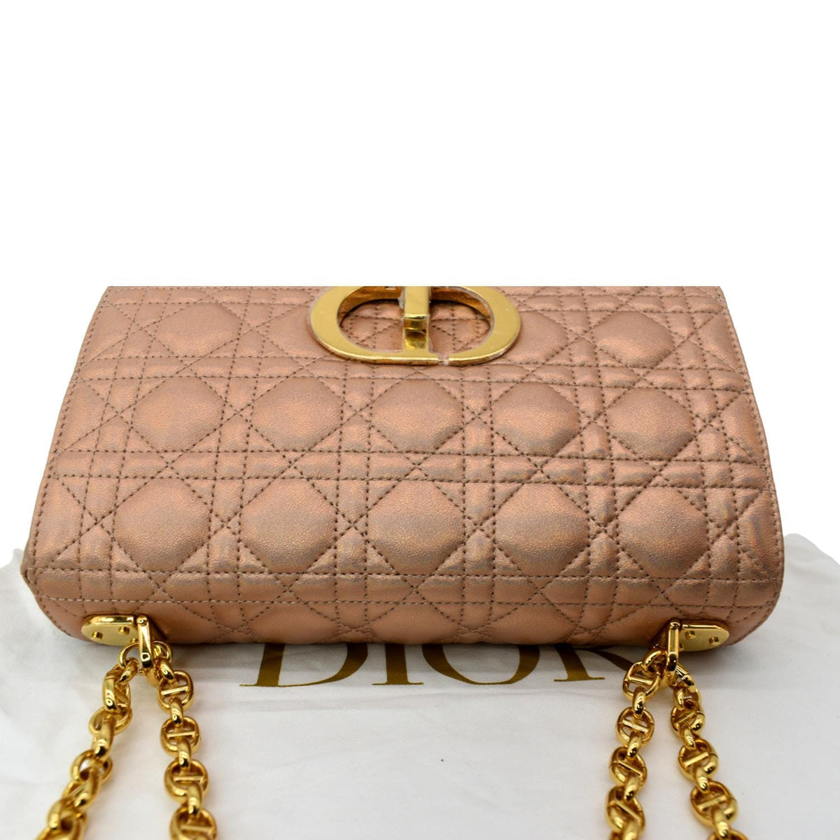 CHRISTIAN DIOR Medium Caro Iridescent Leather Shoulder Bag Metallic Pink Rovelle Bags