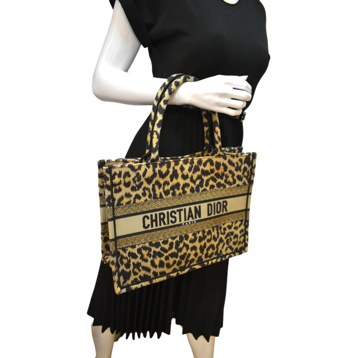 CHRISTIAN DIOR Leopard Medium Book Mizza Embroidered Tote Bag Beige Rovelle Bags