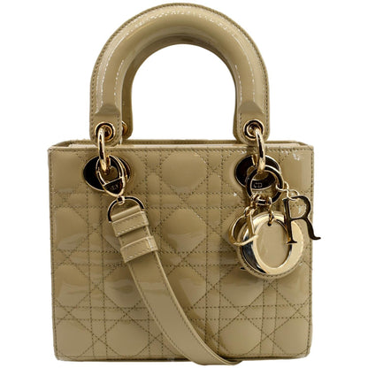 CHRISTIAN DIOR Lady Dior Small Patent Leather Shoulder Bag Beige Rovelle Bags