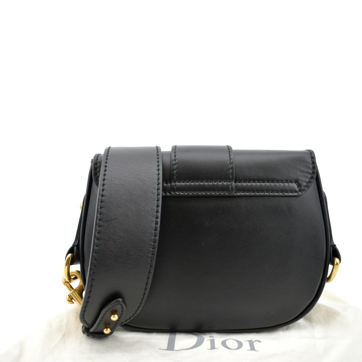 CHRISTIAN DIOR D Fence Calfskin Leather Saddle Bag Black - Hot Deals Rovelle Bags