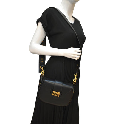 CHRISTIAN DIOR D Fence Calfskin Leather Saddle Bag Black - Hot Deals Rovelle Bags