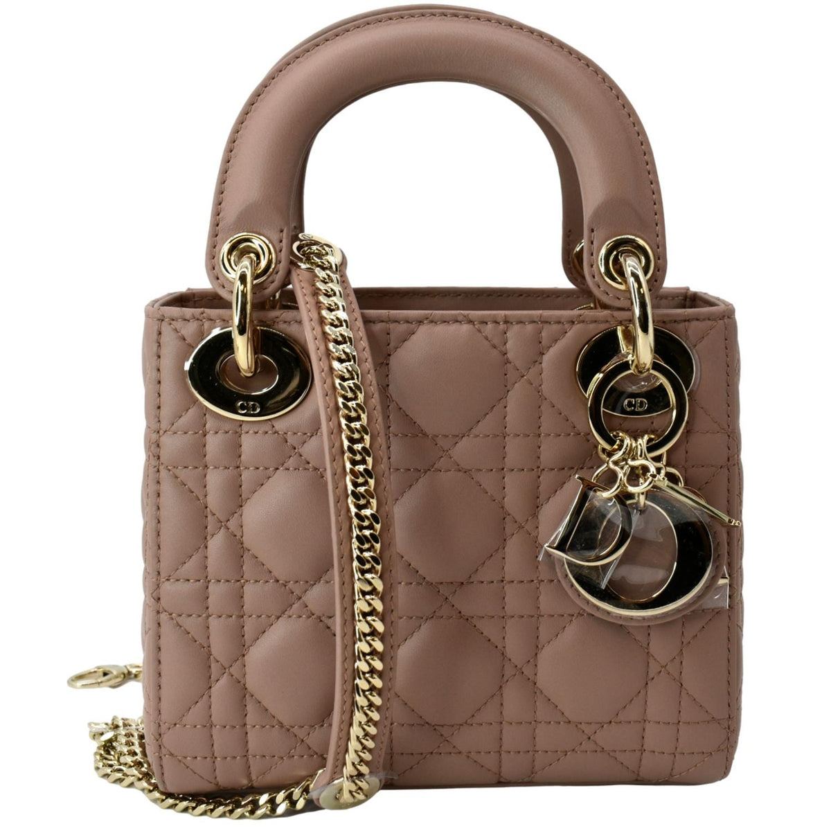 CHRISTIAN DIOR Mini Lady Dior Cannage Calfskin Leather Shoulder Bag Blush Rovelle Bags