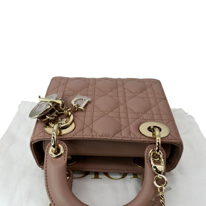 CHRISTIAN DIOR Mini Lady Dior Cannage Calfskin Leather Shoulder Bag Blush Rovelle Bags