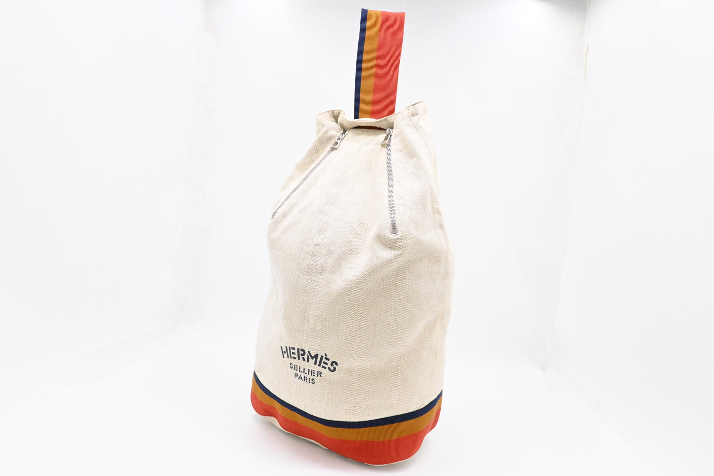 Hermes Cavalier Marine Bag In Beige Canvas