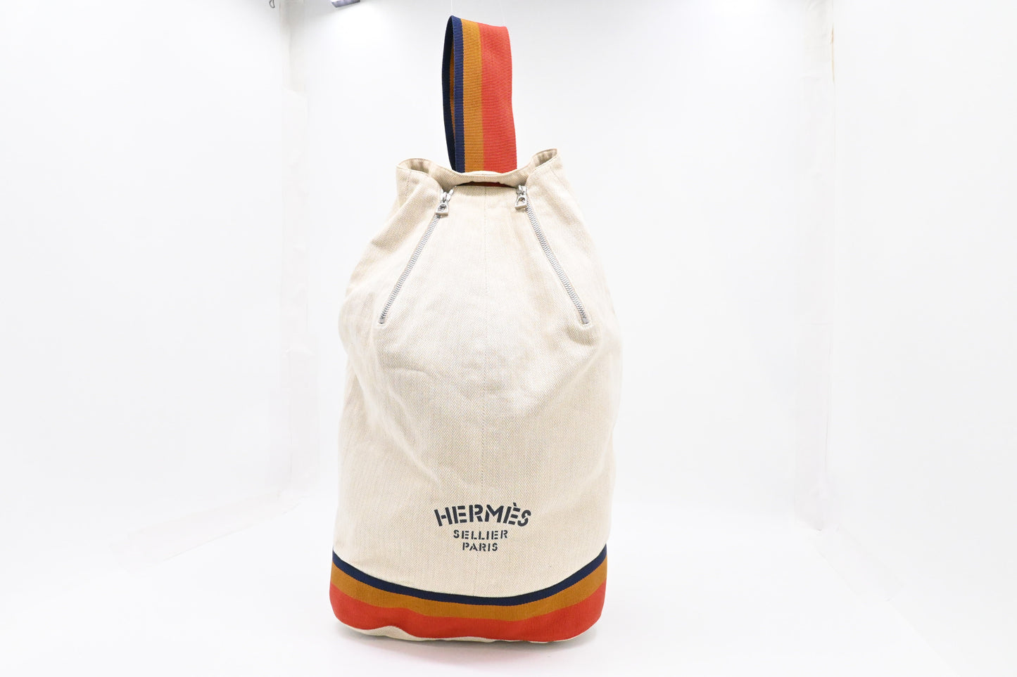 Hermes Cavalier Marine Bag In Beige Canvas