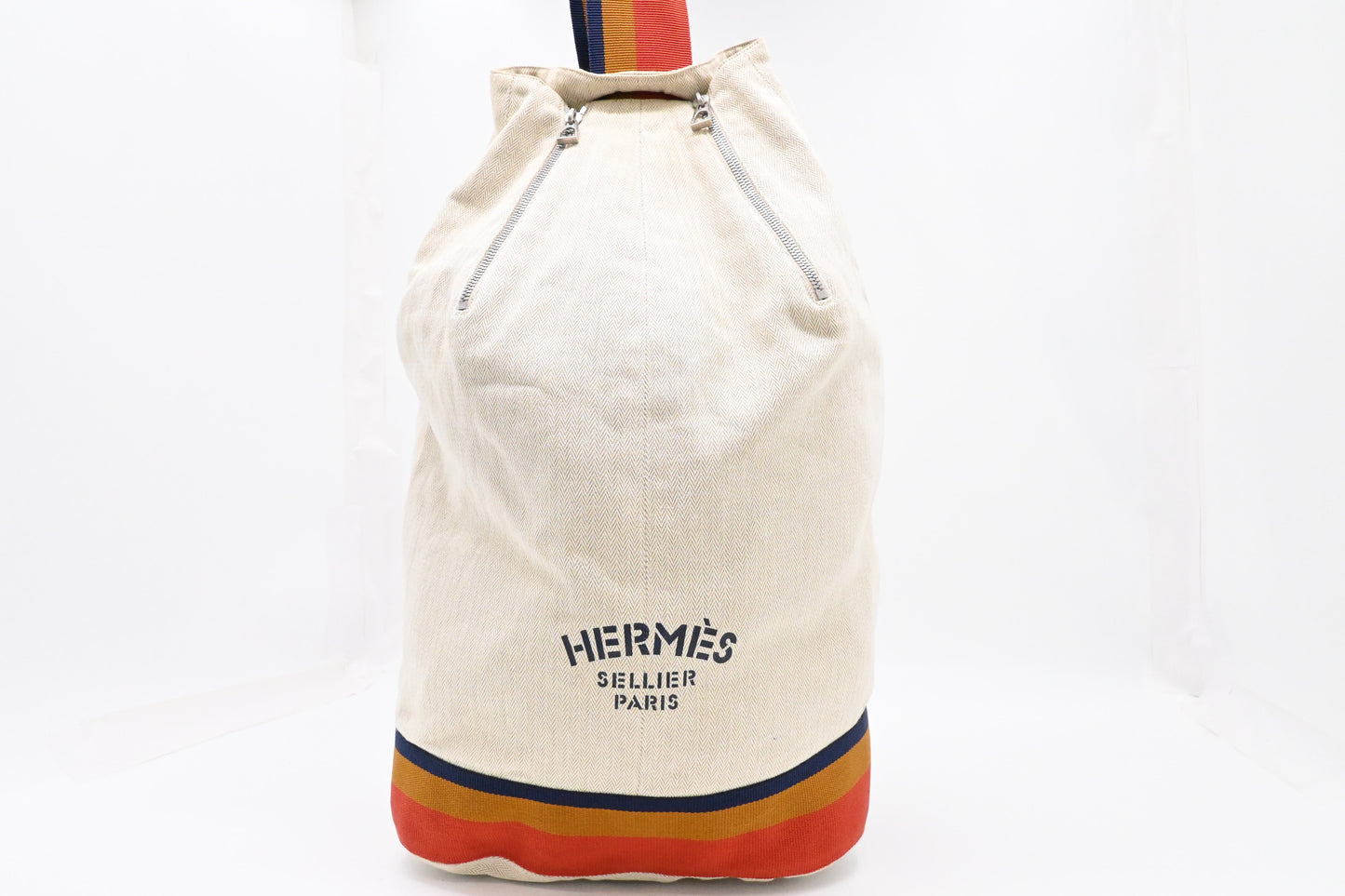 Hermes Cavalier Marine Bag In Beige Canvas