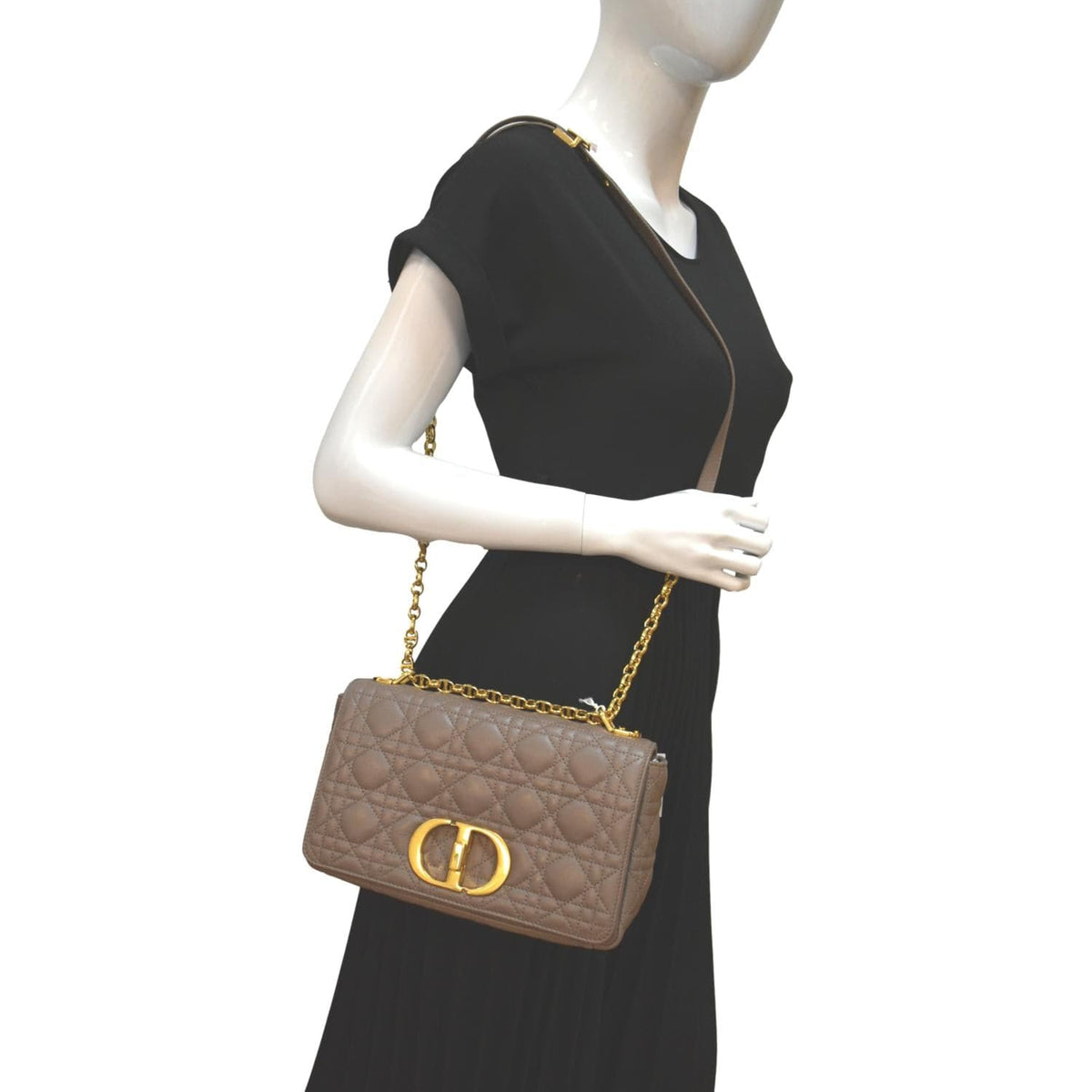 CHRISTIAN DIOR Caro Iridescent Leather Shoulder Bag Metallic Pink Rovelle Bags