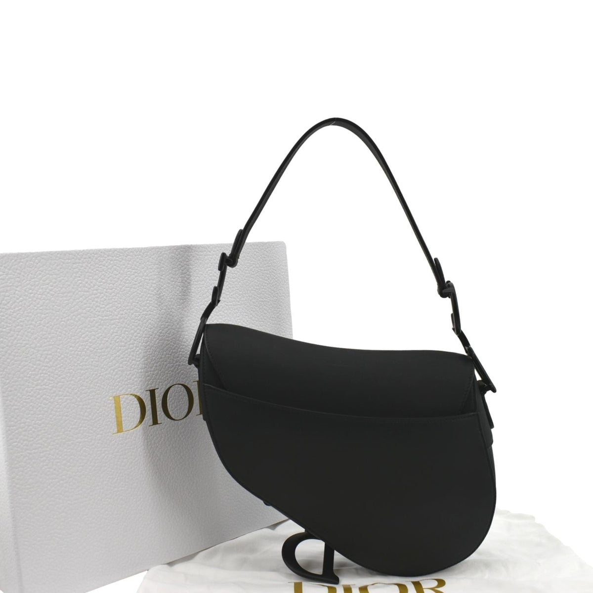 CHRISTIAN DIOR Saddle Leather Satchel Bag Black Rovelle Bags
