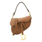 CHRISTIAN DIOR Saddle Grained Calfskin Leather Satchel Bag Cognac Rovelle Bags