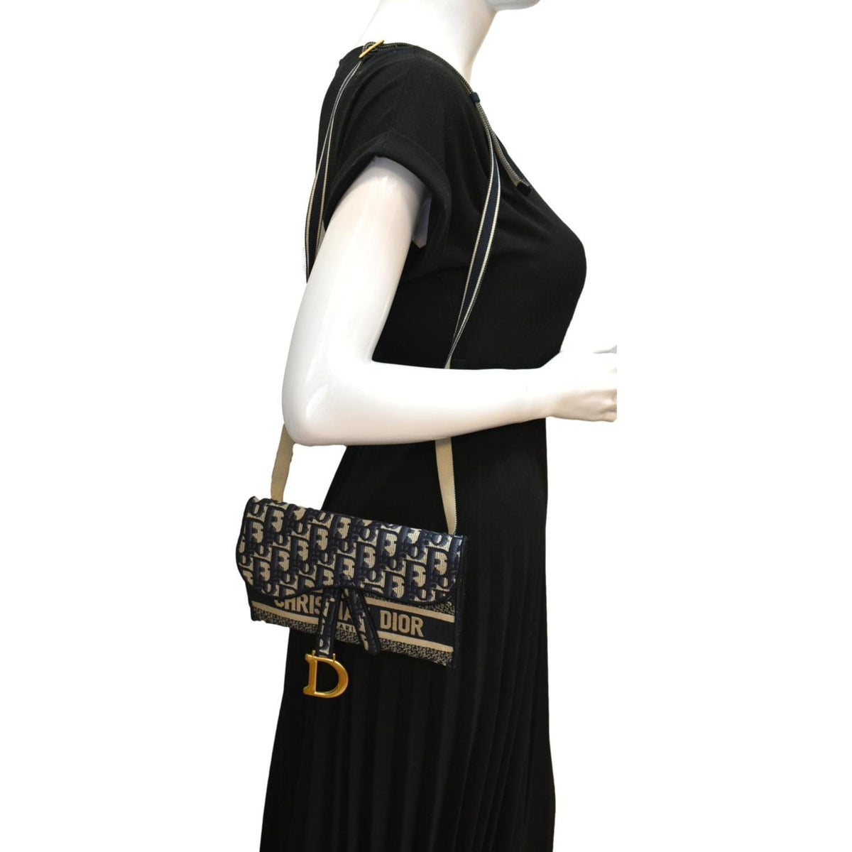CHRISTIAN DIOR Saddle Oblique Canvas Belt Bag Navy Blue Rovelle Bags