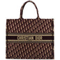 CHRISTIAN DIOR Book Oblique Embroidered Canvas Tote Bag Burgundy - Hot Deals Rovelle Bags